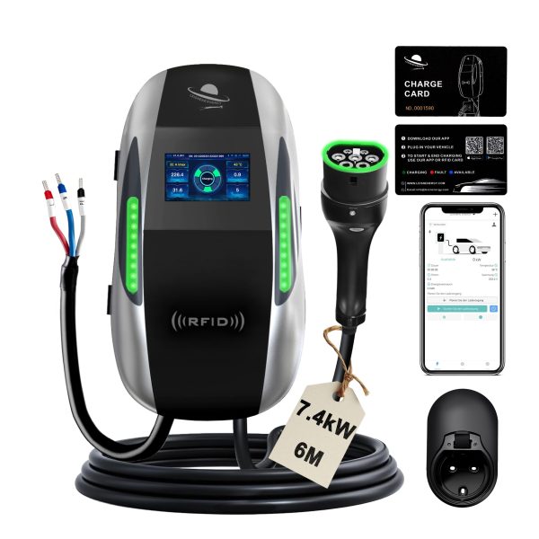 LEISHENG ENERGY 7kW EV Charger Type 2 6M Cable Sliver